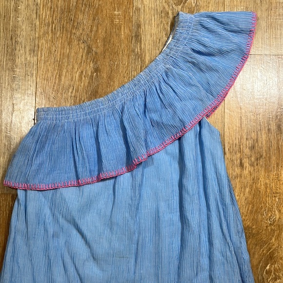 Lilly Pulitzer Emmaline One Shoulder Mini Dress XS Blue Pink Lined EUC - Picture 4 of 13